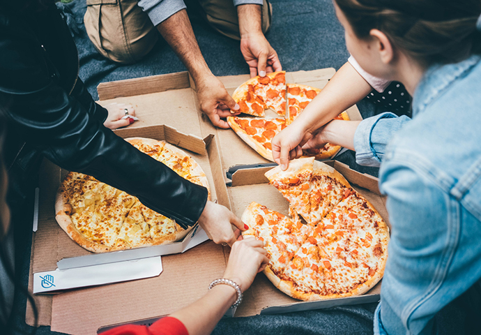 eating pizza